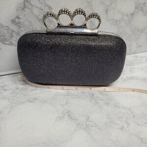 Black and Iridescent Knuckle Clutch